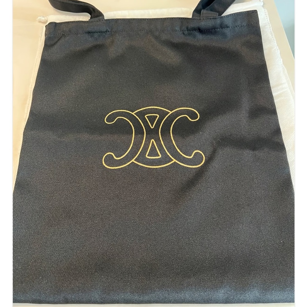 CELINE GWP Triomphe logo canvas tote bag in black and gold ✨ AUTHENTIC ✨